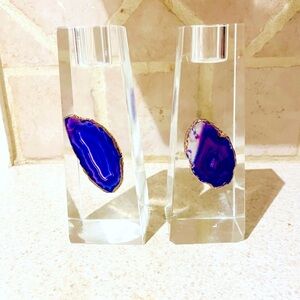 🔮Matching Geode Agate Quartz Crystal Candle Stick Holder🔮